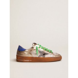 Stardan LAB sneakers in laminated leather and mesh with an electric blue heel tab