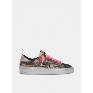 LTD Stardan sneakers in camouflage cotton with a zebra-print pony skin star