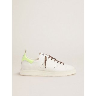 White Starter LTD sneakers with fluorescent yellow heel tab