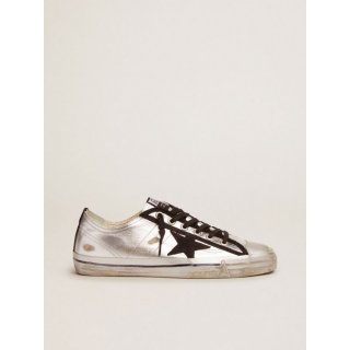 V-Star sneakers in silver laminated leather with black suede details