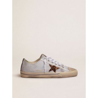 V-Star LTD sneakers in denim with leopard-print pony skin star