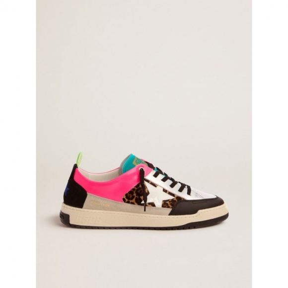 Men's fuchsia and leopard-print Yeah sneakers