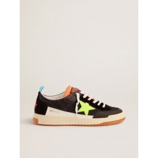 Men's black Yeah sneakers with fluorescent yellow star