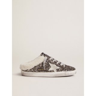 Super-Star sabot-style sneakers with glitter and shearling lining