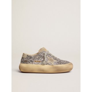 Space-Star shoes in silver glitter with shearling lining