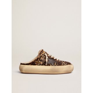 Space-Star Sabot shoes in animal-print pony skin with shearling lining