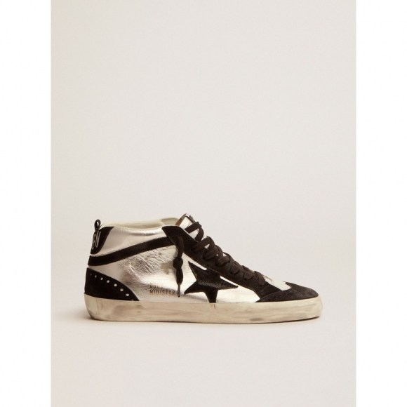 Mid Star LTD sneakers in silver laminated leather and black suede