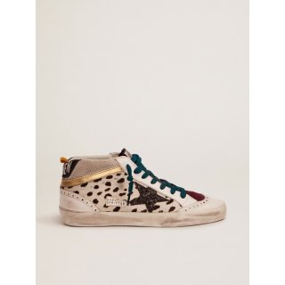 Mid Star sneakers with animal-print pony skin upper and black glitter star