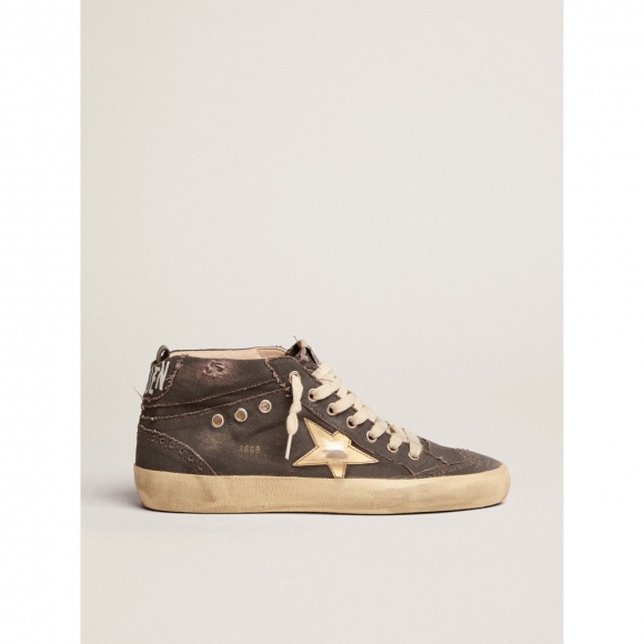 Mid Star sneakers in charcoal canvas with gold metallic star