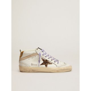 Mid Star sneakers with leopard-print pony skin star and light orange suede heel tab