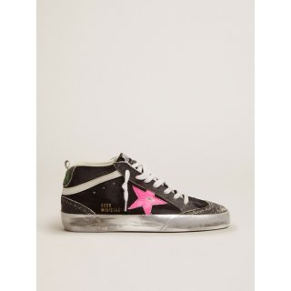 Mid Star sneakers in black suede with crackle leather details