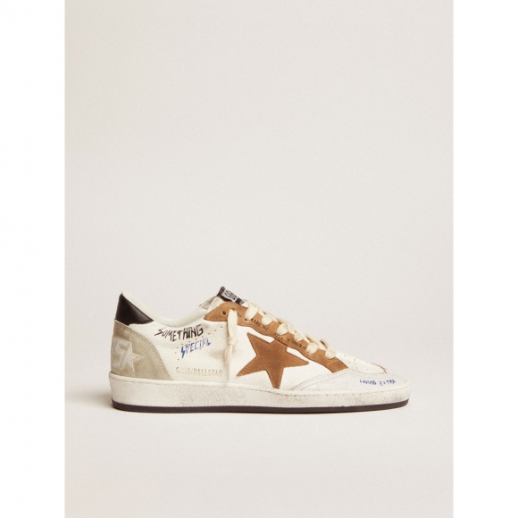 Ball Star sneakers with tobacco-colored suede star and black leather heel tab