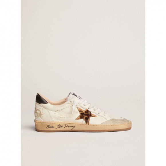 Ball Star sneakers with leopard-print pony skin star and black leather heel tab