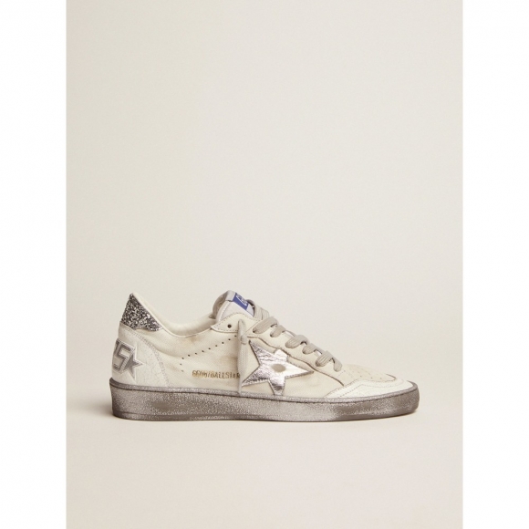 Ball Star LTD sneakers with silver glitter heel tab and silver laminated leather star