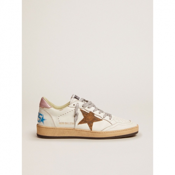 Ball Star sneakers with leopard-print star and pink laminated leather heel tab