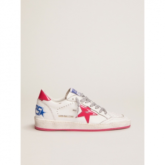 Ball Star LTD sneakers in white leather with red patent leather detail