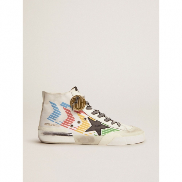 Francy Game EDT Capsule Collection sneakers with white canvas upper and multicolored screen print