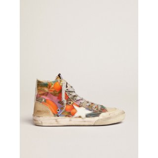 Francy Penstar sneakers in canvas with multicolor Hawaii print and white leather star