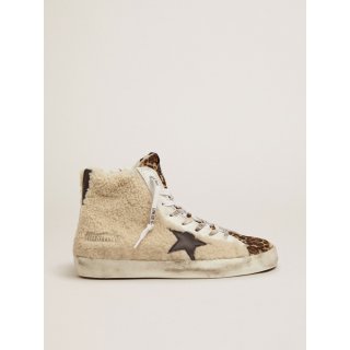 Francy sneakers made of shearling and pony skin with a leopard print