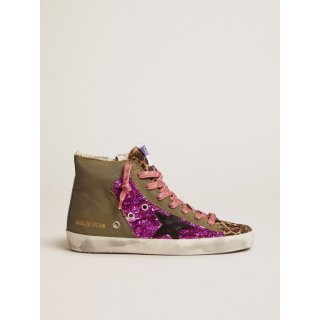 Women's LAB Limited Edition canvas with glitter and pony skin Francy sneakers