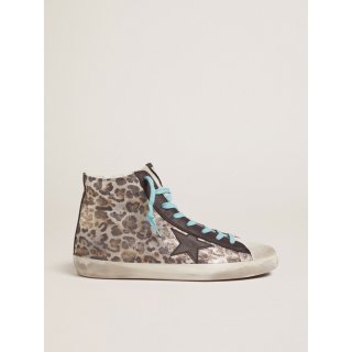 Leopard-print Francy sneakers with blue laces