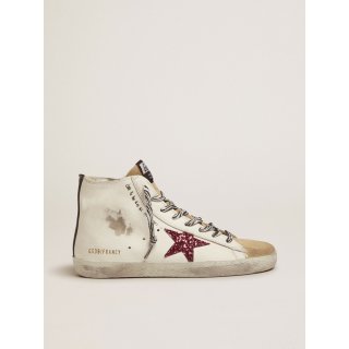 Francy sneakers with red glittery star and handwritten lettering