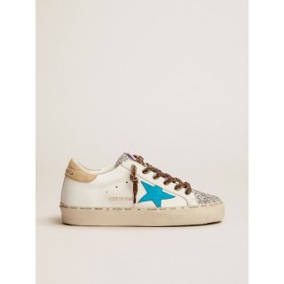 Hi Star LTD sneakers with silver glitter tongue and cyan-blue suede star