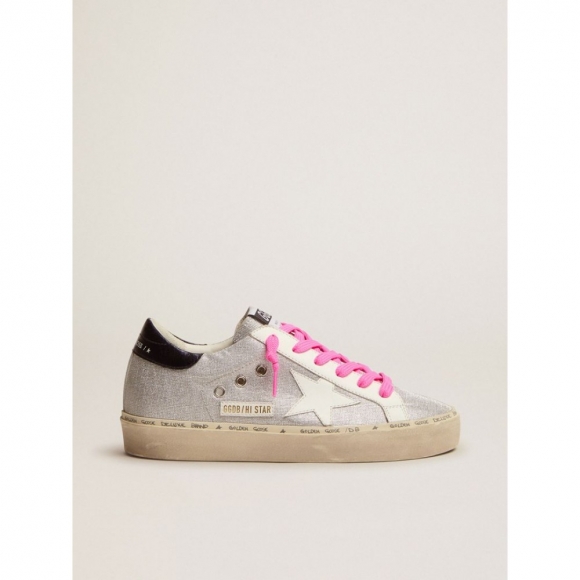 Hi Star sneakers in silver glitter with checkered pattern and white leather star