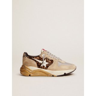 Running Sole LTD sneakers in leopard-print pony skin and suede with mesh insert