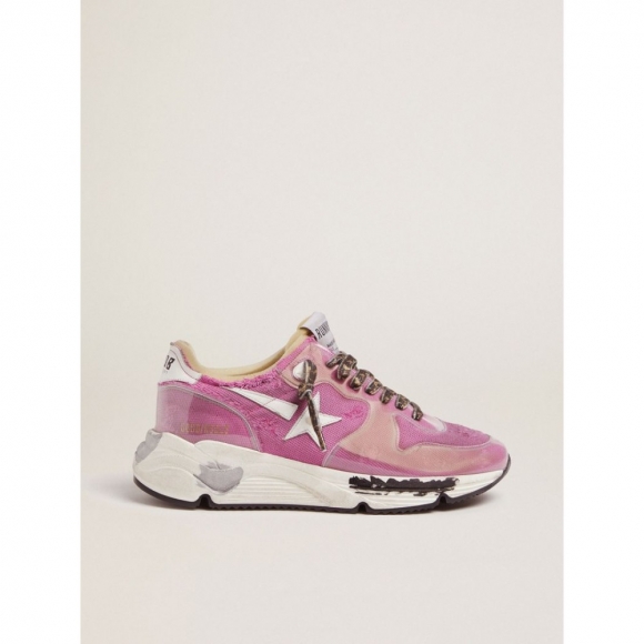 Fuchsia Running Sole LTD sneakers with raw edges