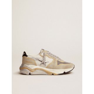 Running Sole LTD sneakers in white snake-print leather and suede with mesh insert