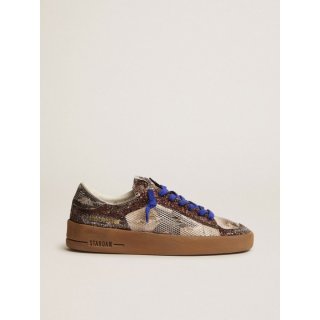 Stardan LAB sneakers with brown glitter upper and black crackle leather star