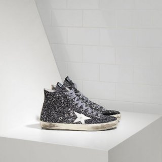 Golden Goose Francy Sneakers In All Over Coated Glitter Leather And Leather Star Men