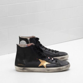 Golden Goose Francy Sneakers Star In Laminated Leather Black Women