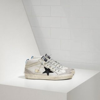 Golden Goose Mid Star Sneakers In Leather With Leather Star Women