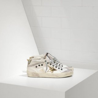 Golden Goose Mid Star Sneakers White Grey Gold Men