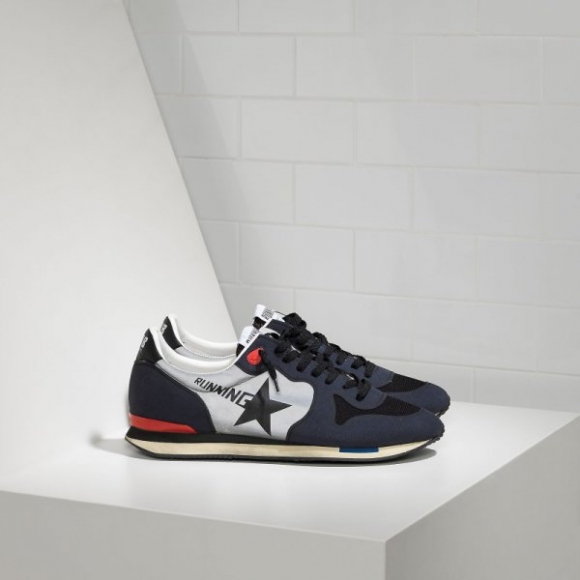 Golden Goose Running Sneakers Technical Fabric And Printed Star Men