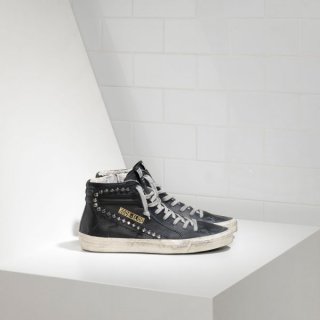 Golden Goose Slide Sneakers In Leather With Leather Star Men