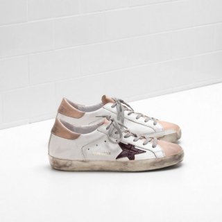 Golden Goose Super Star Brown Star in leather White Women