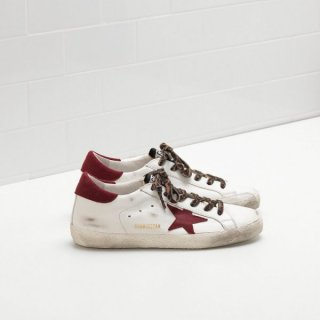 Golden Goose Super Star Burgundy Star in leather White Men