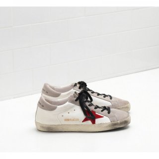 Golden Goose Super Star Scarpe In Vitello Pelle Con Rosso White Women