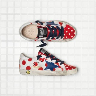 Golden Goose Super Star Sneakers In Cotton Canvas And Leather With Leather Star Kids