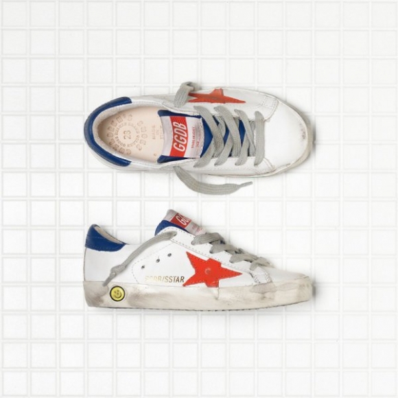 Golden Goose Super Star Sneakers In Leather With Leather Star Kids