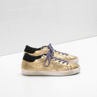 Golden Goose Super Star Sneakers Python-Print Metallic Leather Gold Women