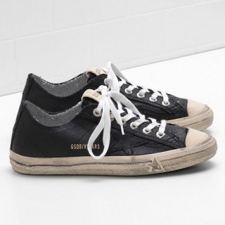 Golden Goose V-Star Sneakers Handdrawn Marker Effect Line Black Women