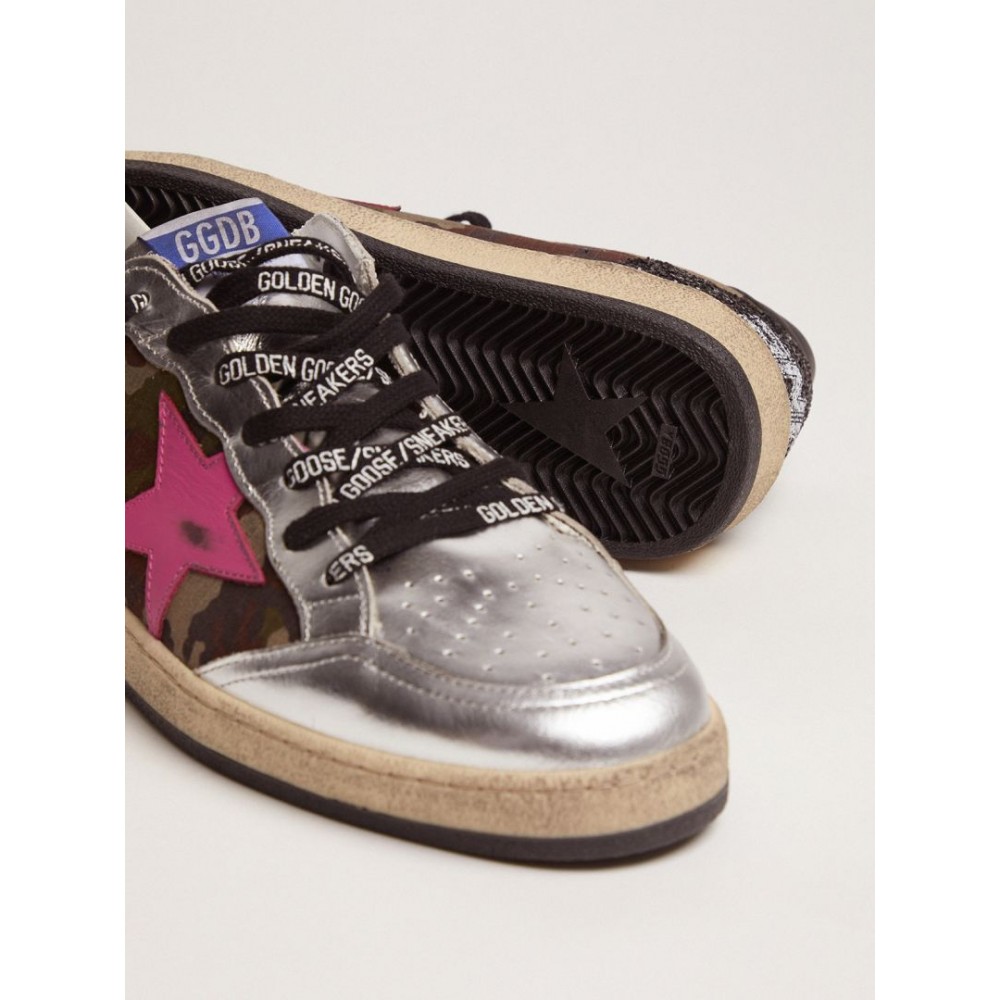 Ball Star LTD sneakers with camouflage print and fuchsia star