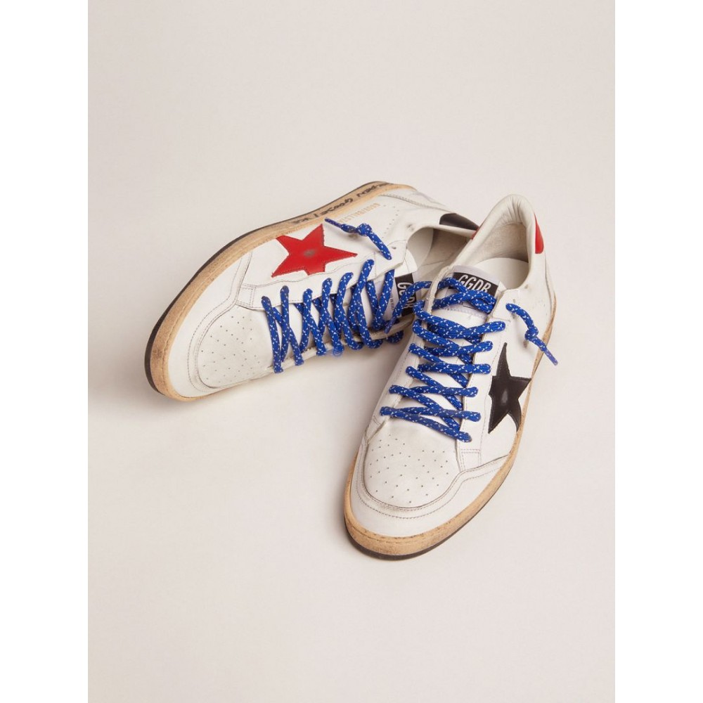 Ball Star sneakers in white leather with signature on the foxing and red leather star