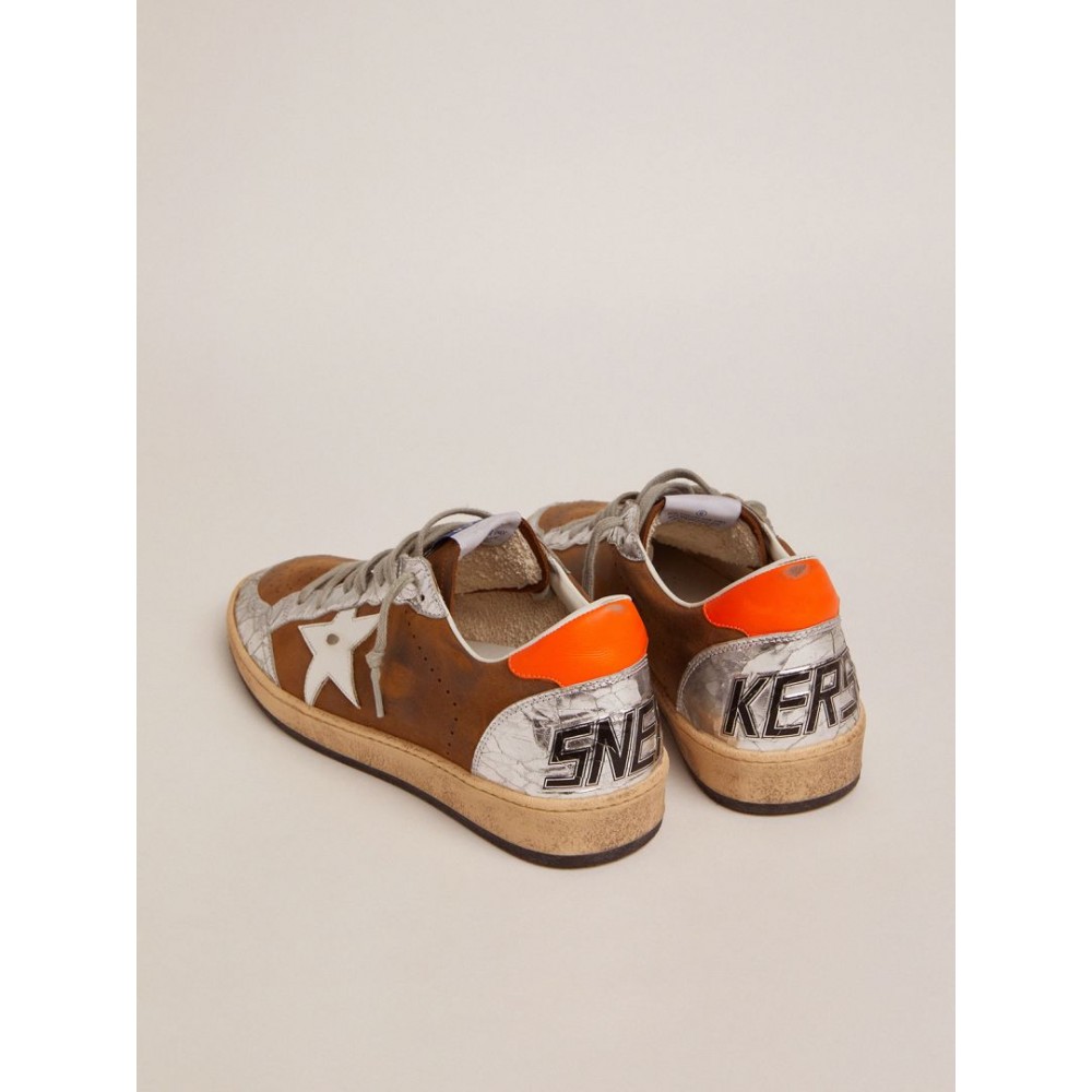 Ball Star sneakers in brown waxed suede with a white leather star