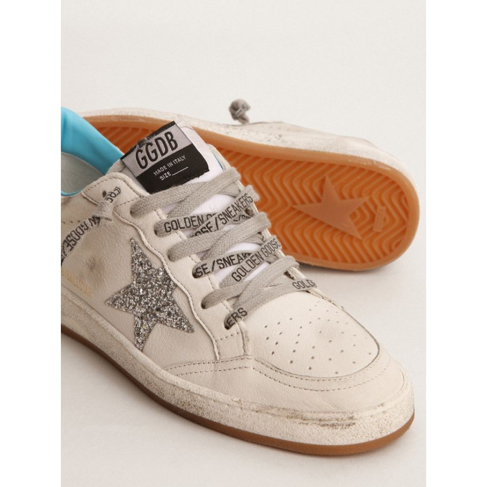 Ball Star LTD sneakers with silver glitter star and silver laminated leather heel tab