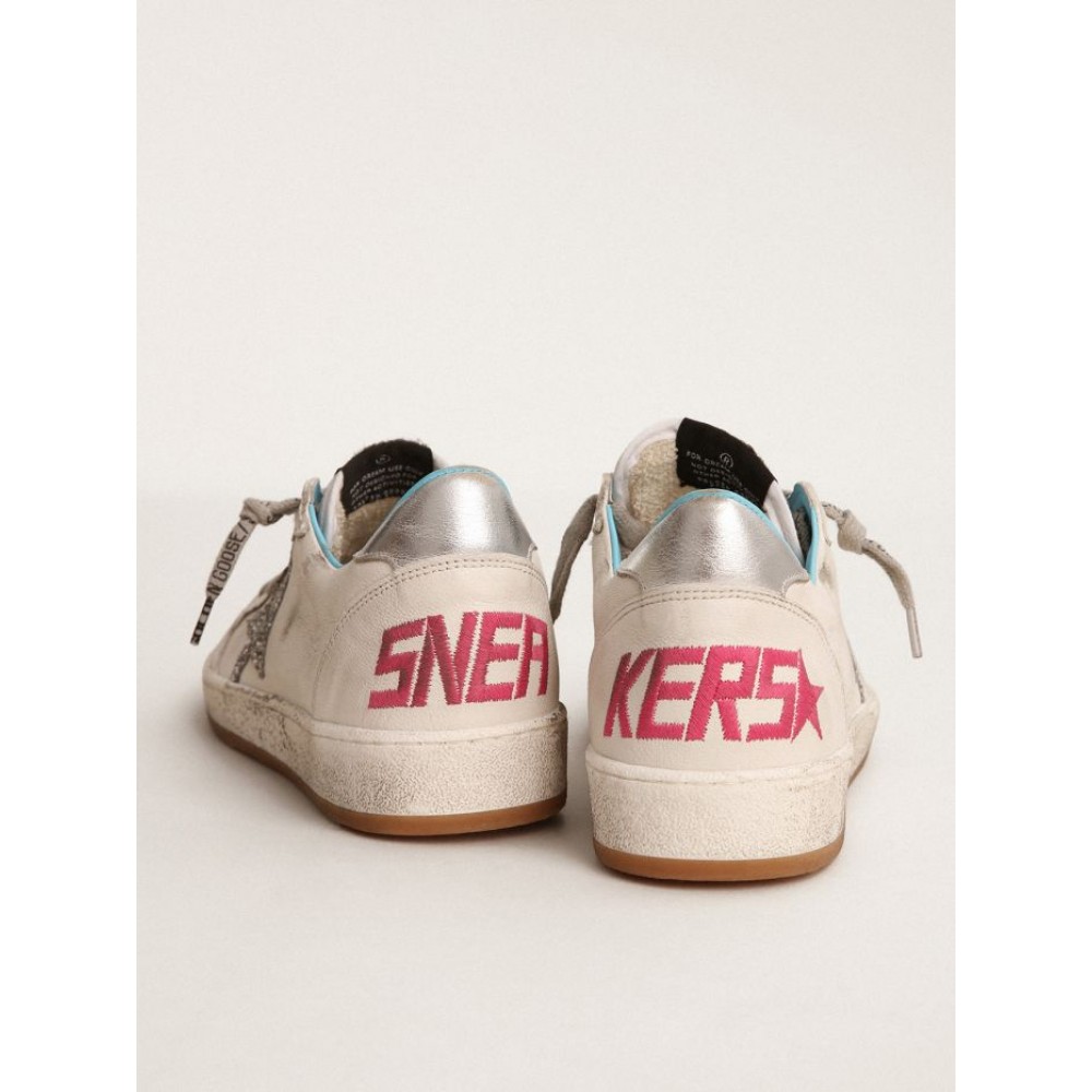 Ball Star LTD sneakers with silver glitter star and silver laminated leather heel tab